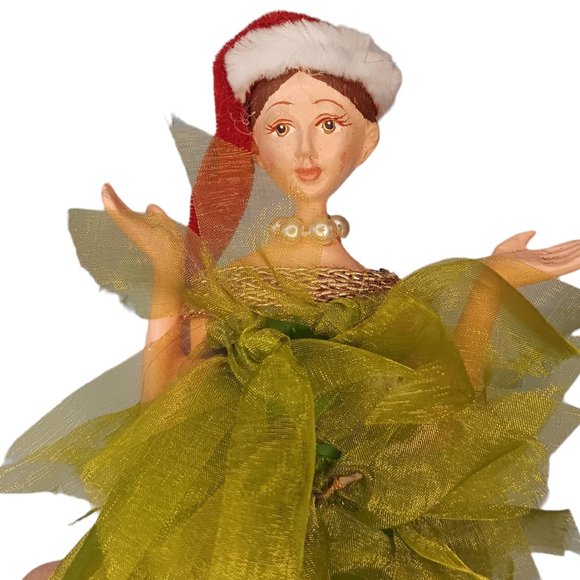 Vintage Lady in Christmas Tree Ribbon Dress Figurine - Picture 5 of 10